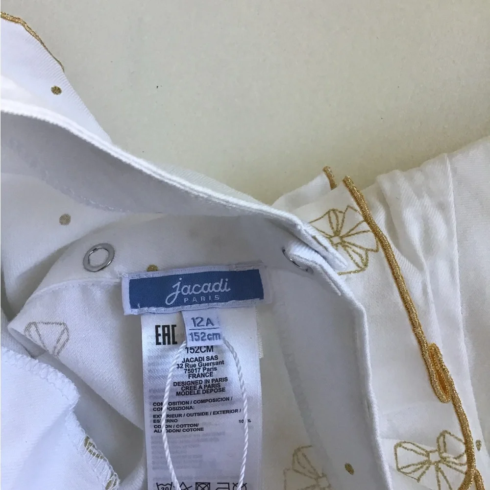 New with tag Jacadi girl’s holiday nightgown with Gold Accents size 12